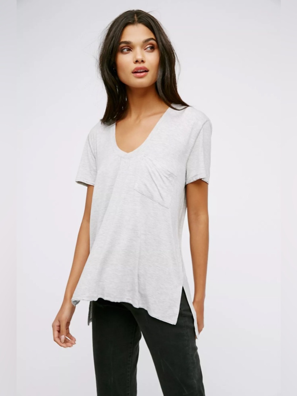 Free People Rising Sun T-Shirt in Heather Grey